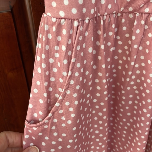 NWT Midi Polka Dot Adjustable Strap Ruched Front Dress - Picture 11 of 14